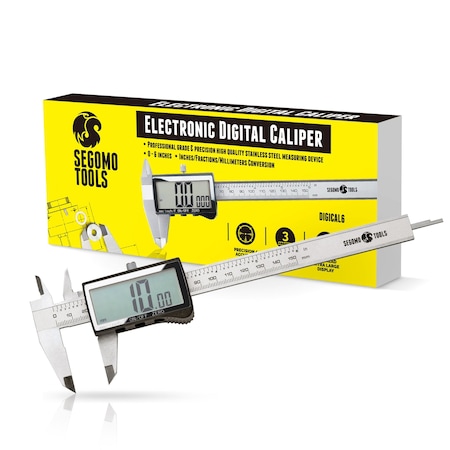 Segomo Tools 6 Inch Electronic Digital Calipers: Inch, Fractions, Millimeter Conversion DIGICAL6